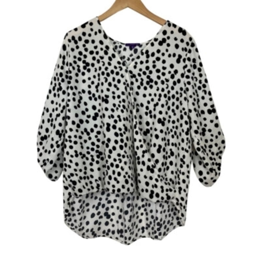 West Kei Black and White Polka Dot Blouse